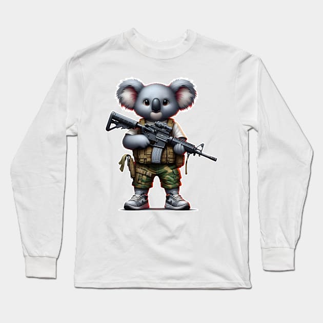 Tactical Koala Long Sleeve T-Shirt by Rawlifegraphic